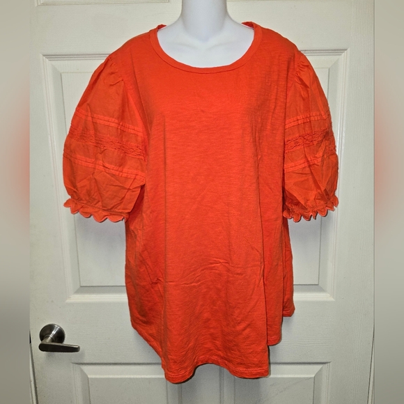 Ralph Lauren  Coquette Hippie Black Label  Jersey Orange  Short Puff Sleeves S2X - Picture 3 of 12